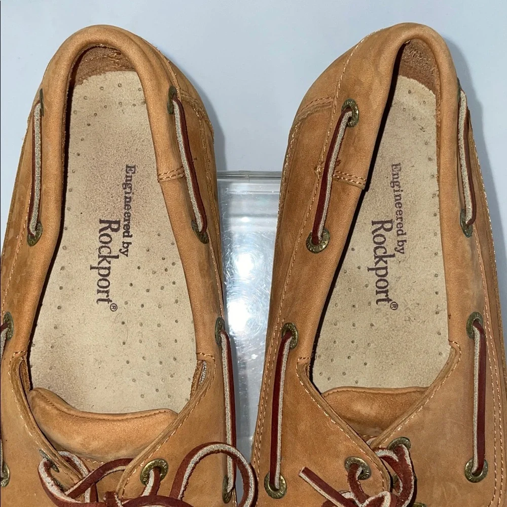 ROCKPORT LEATHER NUBUCK TAN BOAT SHOES FTL-02-050
